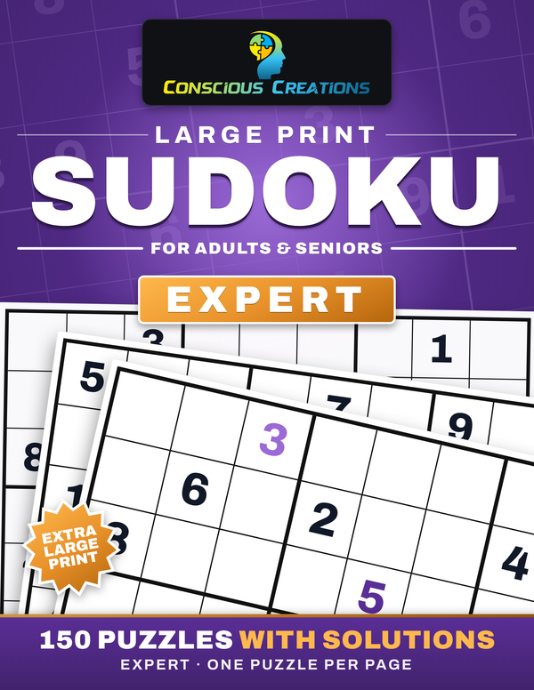 Book 4 cover: Large Print Sudoku, Expert — amethyst purple