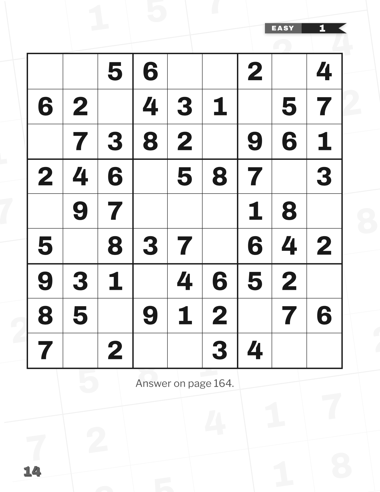 Inside the book: one large-print sudoku puzzle filling a full page